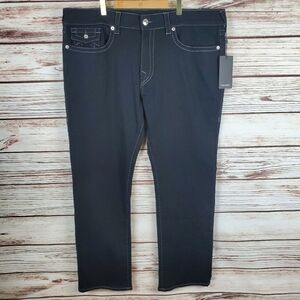 NWT True Religion Mens 40x32 Black Ricky Relaxed Straight Leg Jeans